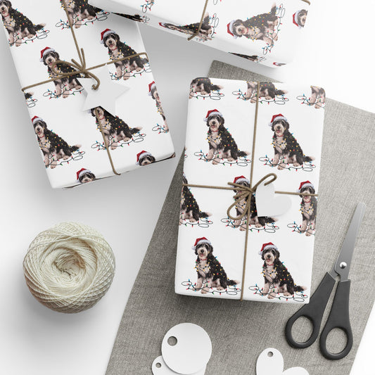 Labradoodle Christmas Lights Wrapping Paper
