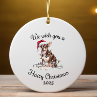 Load image into Gallery viewer, Christmas Black Chihuahua Ornament, Christmas Lights Dog Keepsake
