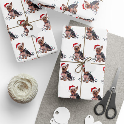 Yorkshire Terrier Christmas Lights Wrapping Paper