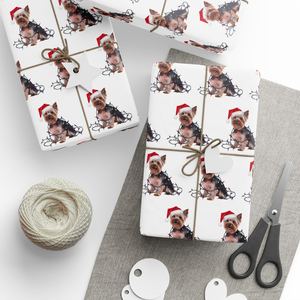 Yorkshire Terrier Christmas Lights Wrapping Paper