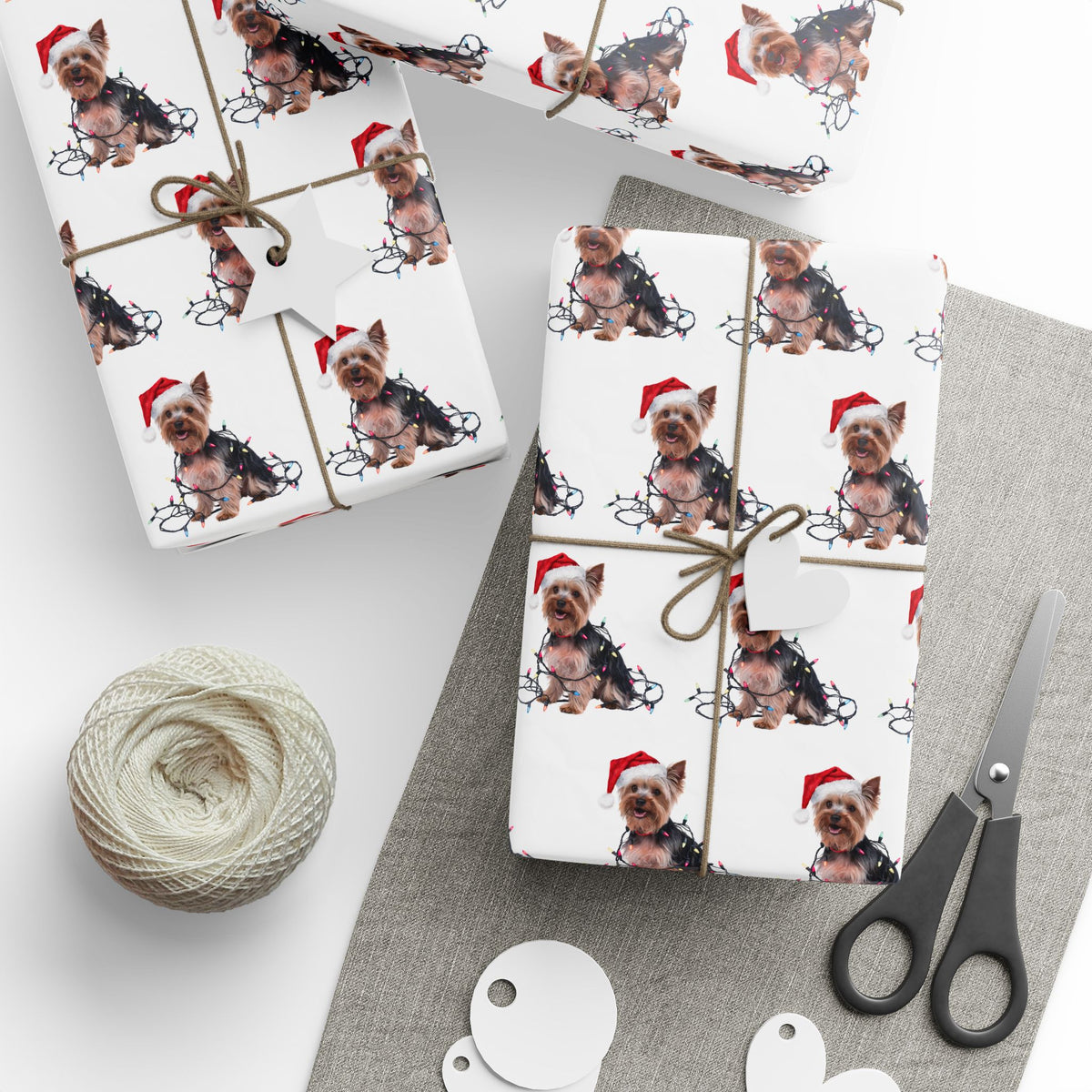 Yorkshire Terrier Christmas Lights Wrapping Paper