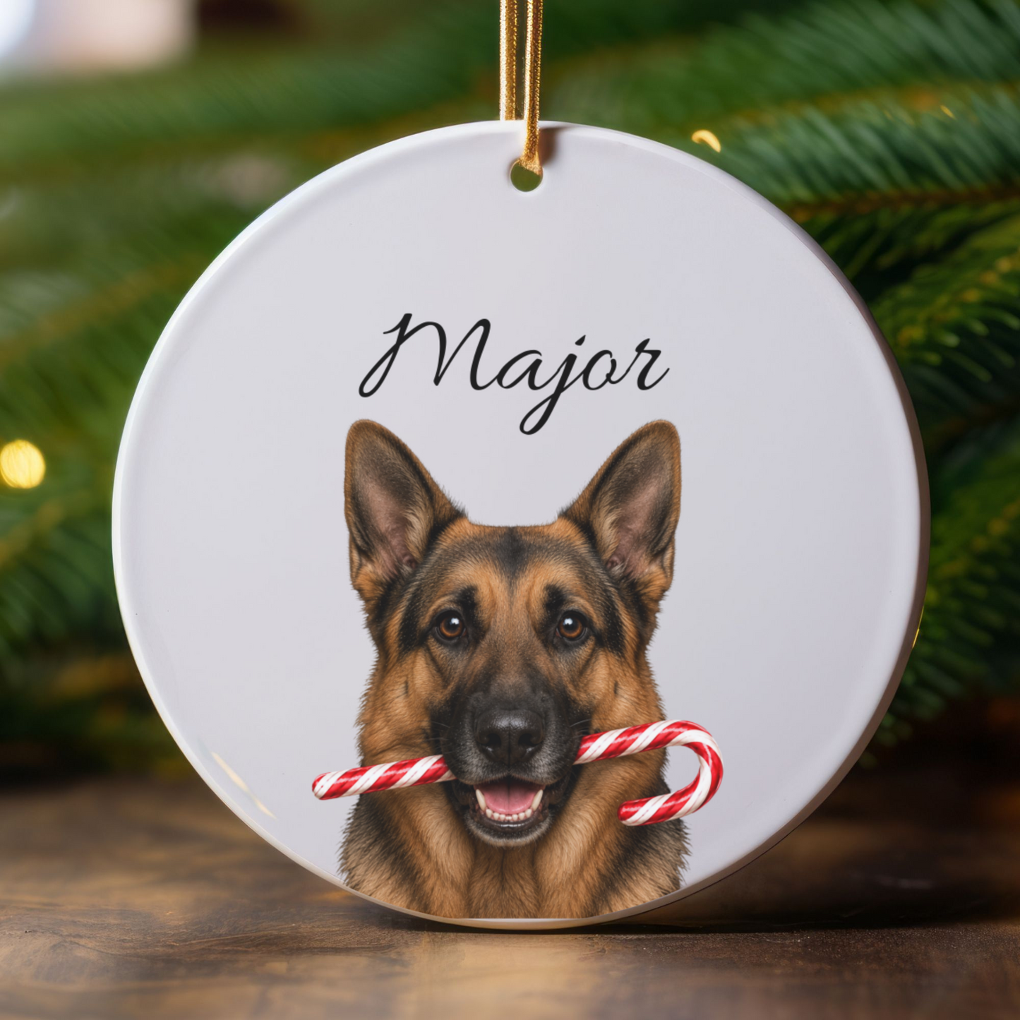 Personalized German Shepherd Ornament, Custom Dog Name Christmas Ornament, GSD Gift, Dog Lover Gift