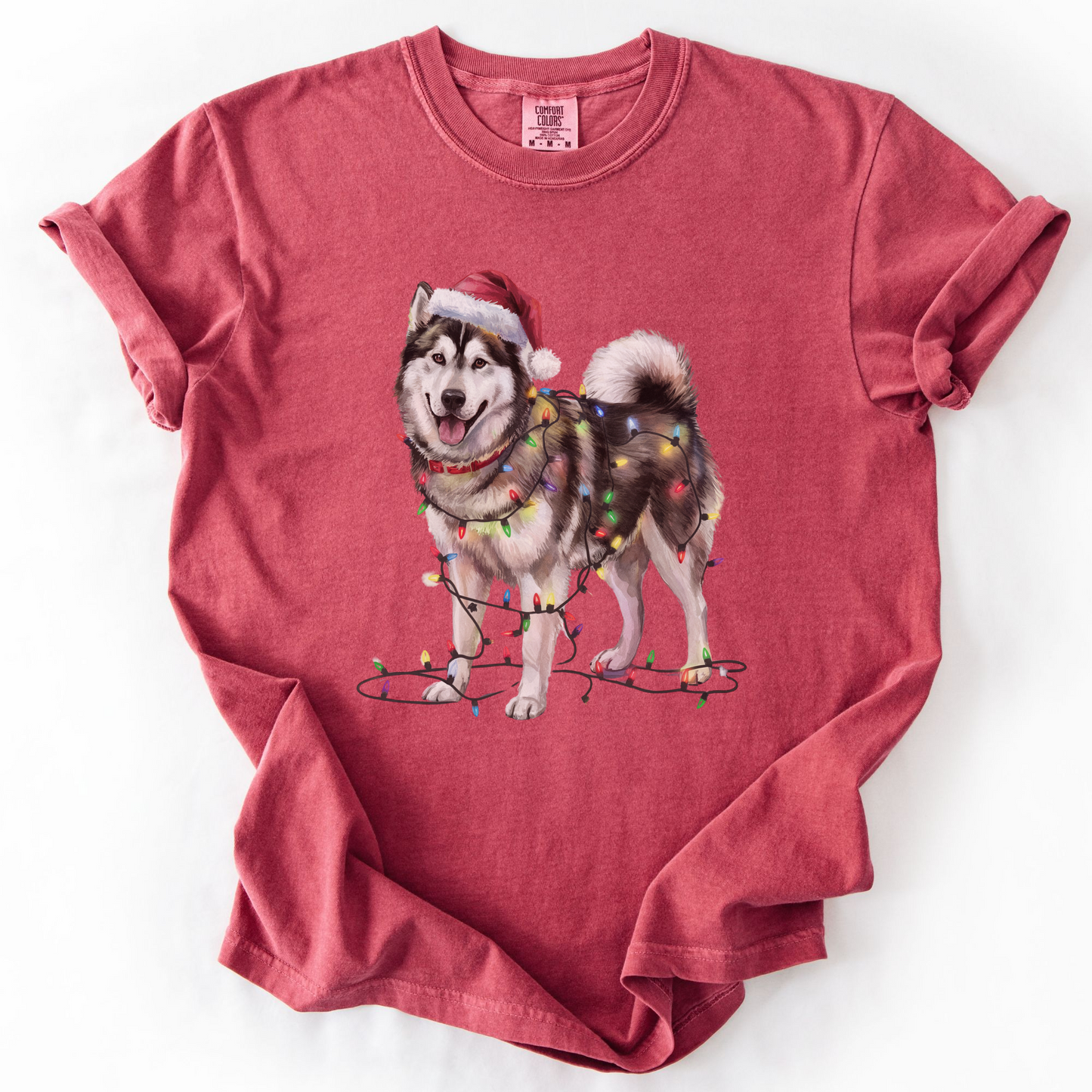 Alaskan Malamute Christmas Lights Dog Shirt