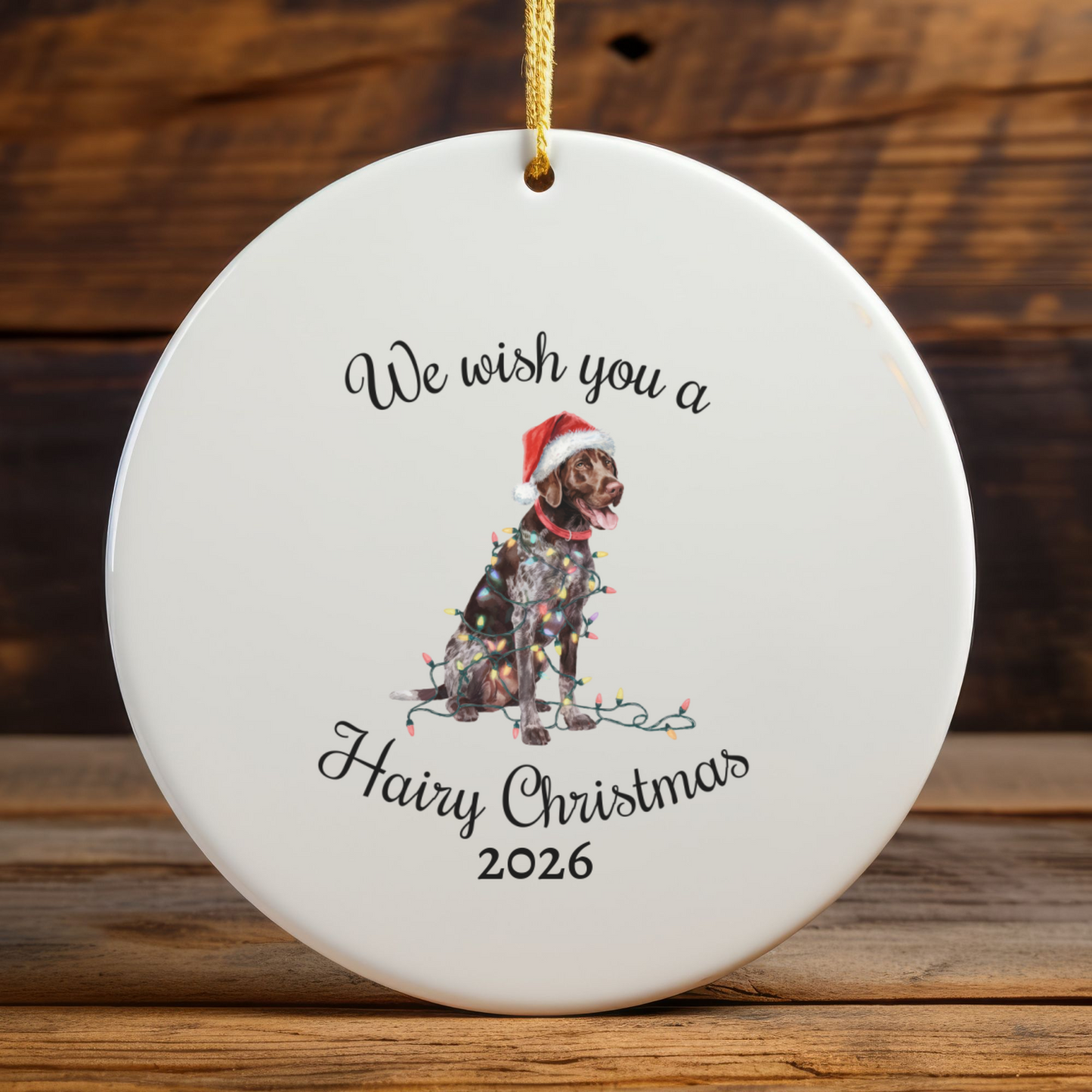 Christmas German Shorthaired Pointer Ornament, Christmas Lights Dog Keepsake