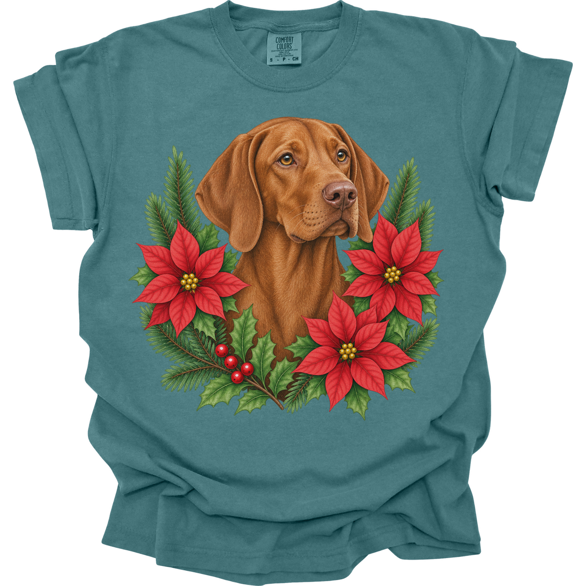 Vizsla Poinsettia Christmas Shirt