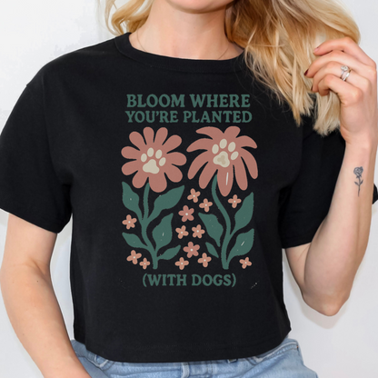 Bloom Where You're Planted Dog Shirt Cute Floral Dog Clothes with Paw Print Flowers Matisse Style Pet Apparel