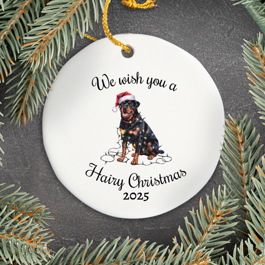 Christmas Rottweiler Ornament, Christmas Lights Dog Keepsake