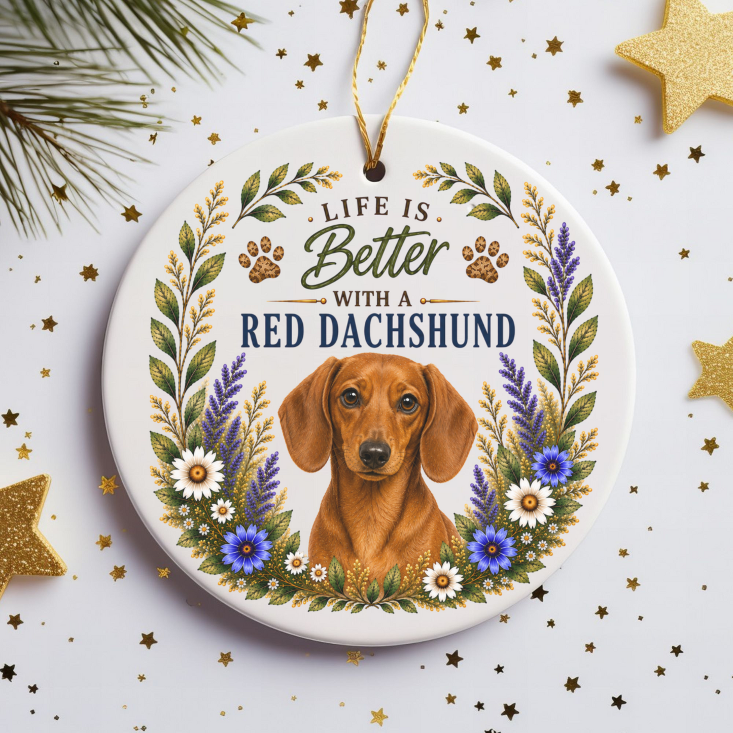 Red Dachshund Ornament, Doxie Lover Gift, Dachshund Mom Gift, Wiener Dog Keepsake