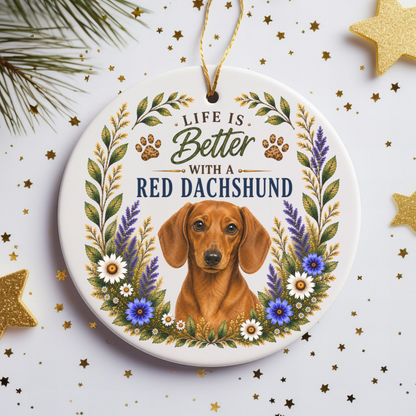 Red Dachshund Ornament, Doxie Lover Gift, Dachshund Mom Gift, Wiener Dog Keepsake