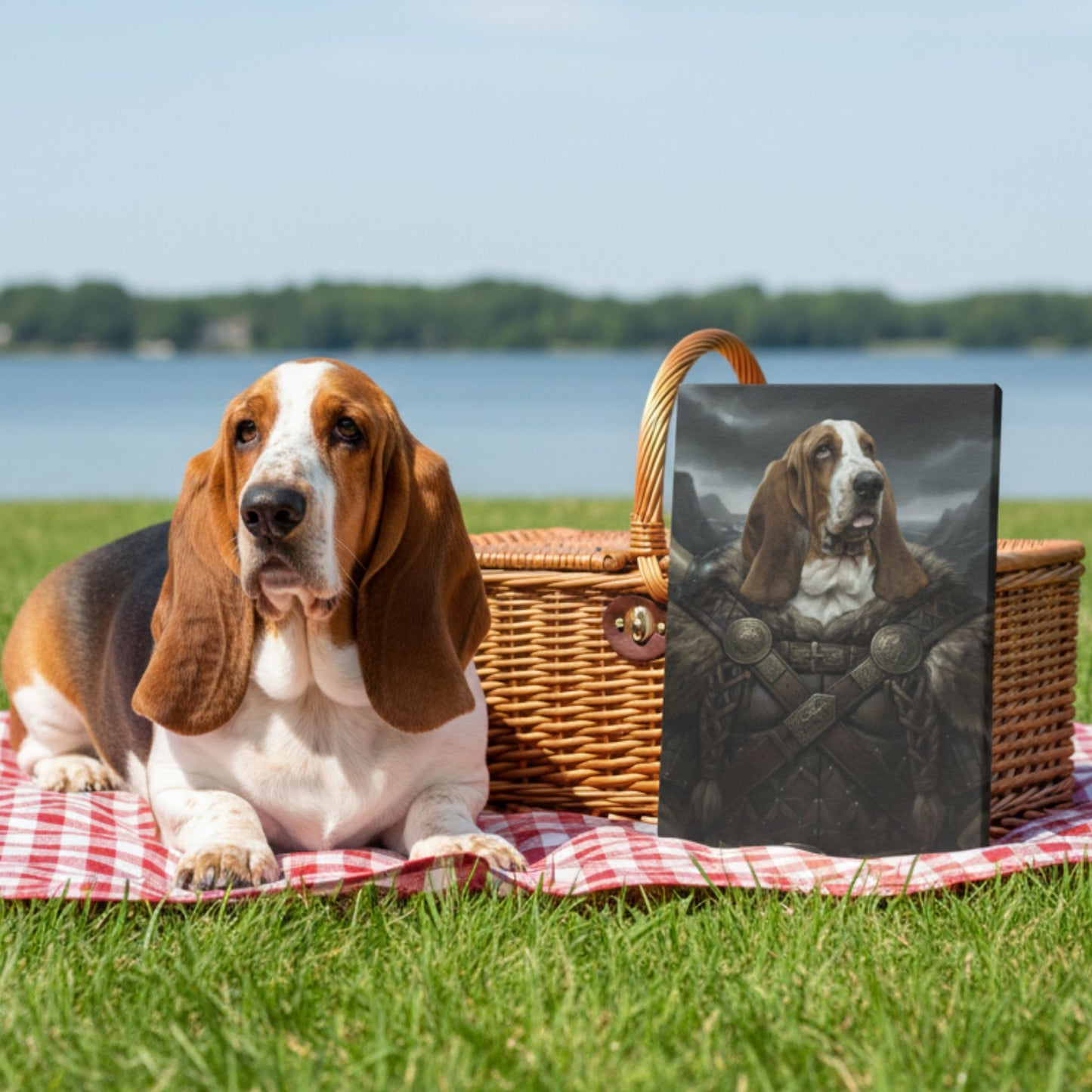 Personalized Viking Dog Portrait on Canvas, Custom Pet Art