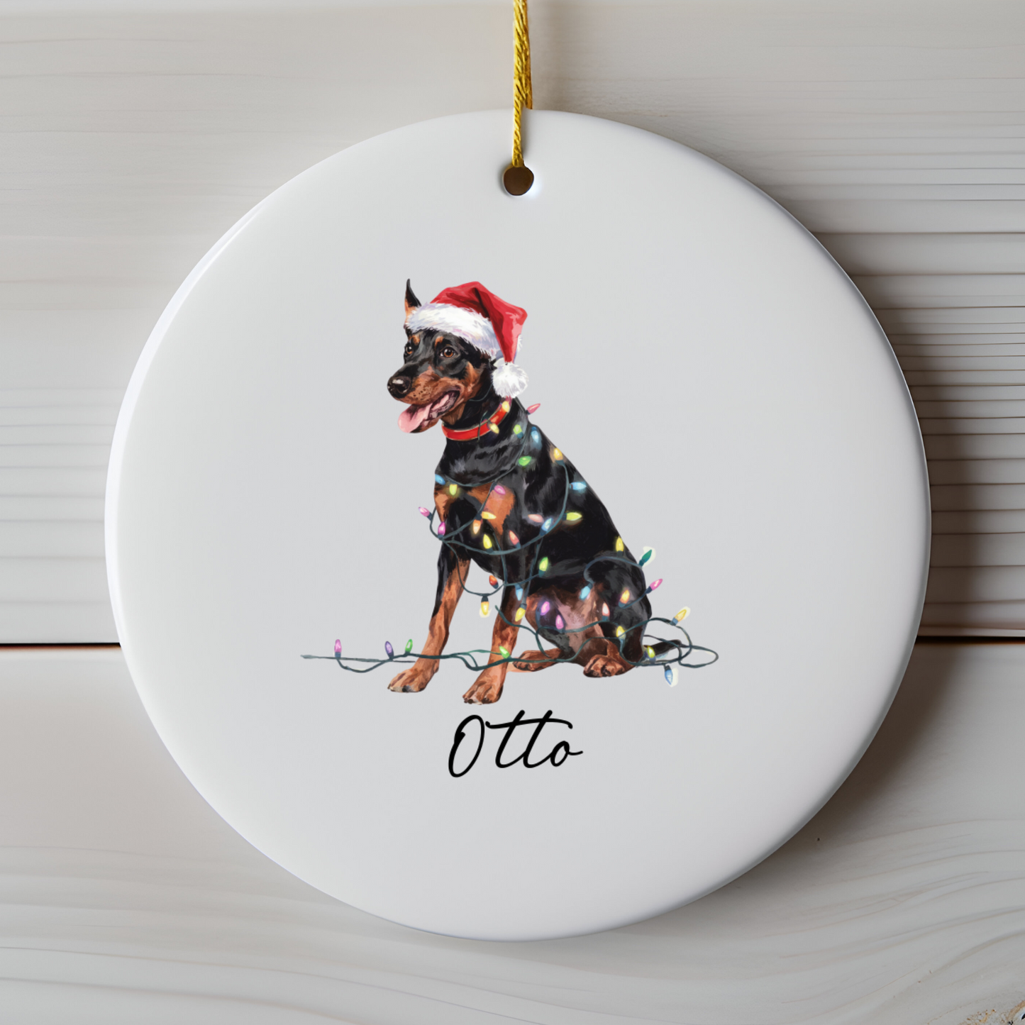 Personalized German Pinscher Christmas Ornament, Custom Dog Holiday Keepsake, Ceramic Pet Lover Decor