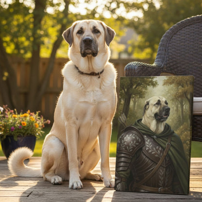 Personalized Dog Elf Ranger Portrait, Custom Medieval Fantasy Pet Canvas