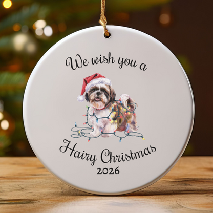 Christmas Shih Tzu Ornament, Christmas Lights Dog Keepsake