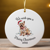 Load image into Gallery viewer, Christmas Cairn Terrier Ornament, Christmas Lights Dog Keepsake
