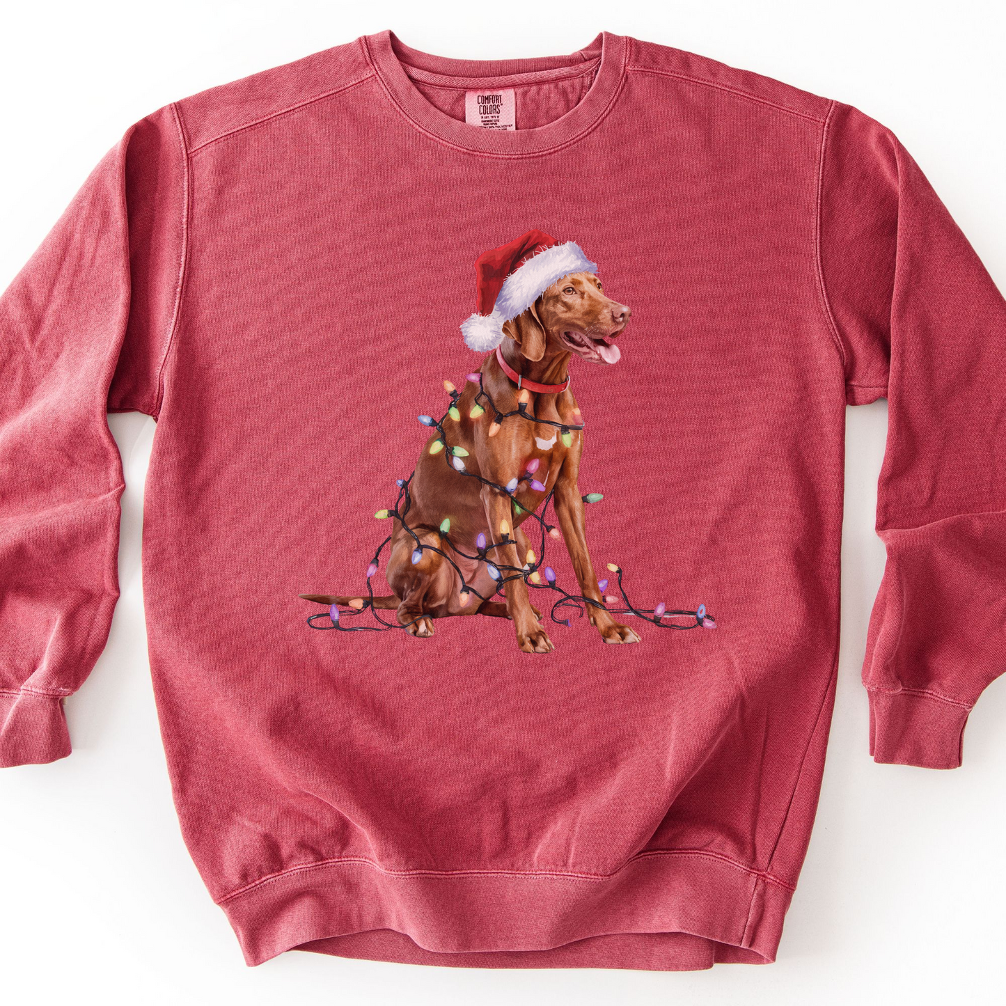 Christmas Vizsla Sweatshirt, Lights Dog Sweater, Vizsla Mom Apparel, Dog Lover Gift