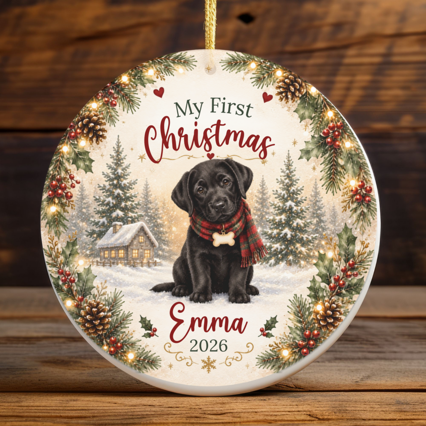 Personalized First Christmas Pet Ornament Custom Dog Memorial Photo Keepsake Gift