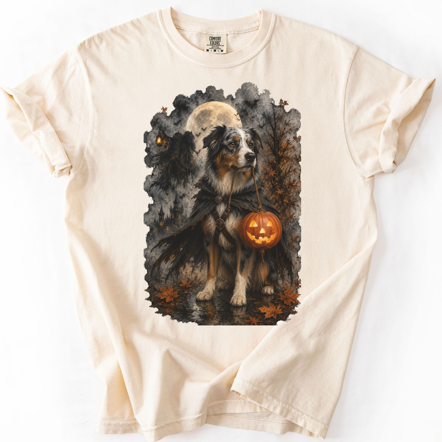 Australian Shepherd Headless Horseman Inspired Halloween Comfort Colors Shirt