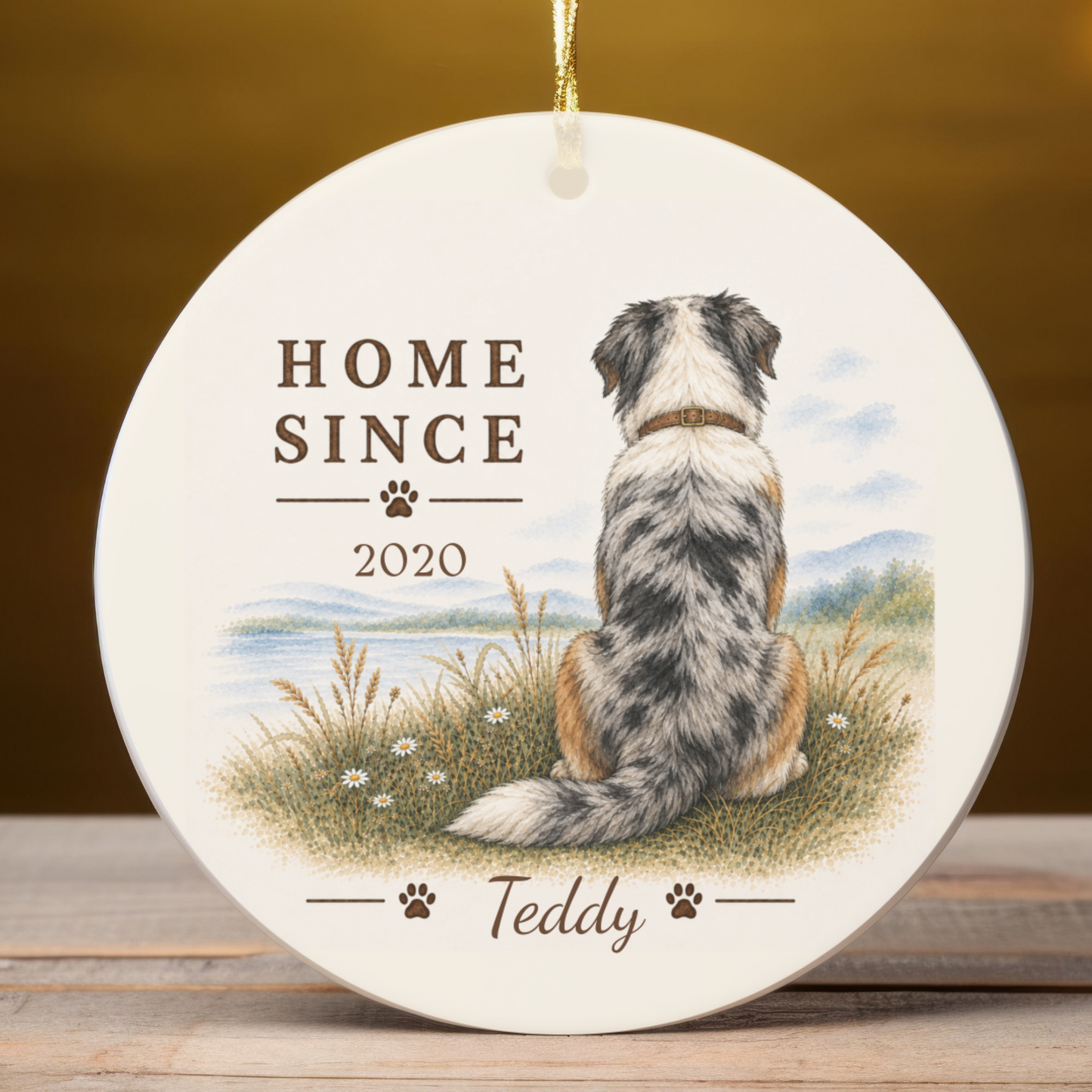 Personalized Australian Shepherd Ornament, Double Sided Aussie Gotcha Day Gift, Custom Dog Keepsake