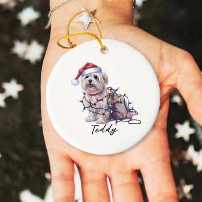 Maltese Christmas Ornament, Personalized Dog Keepsake