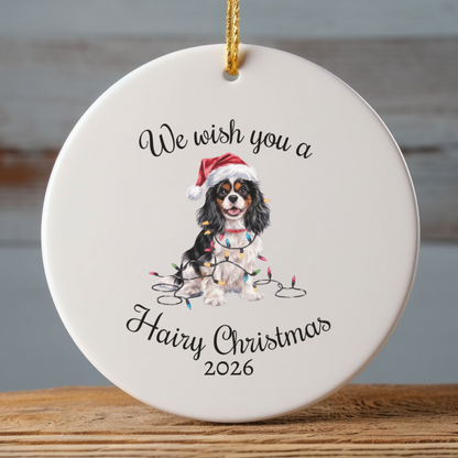 Tri-color Cavalier King Charles Spaniel Ornament, Funny Dog Lover Gift, Pet Holiday