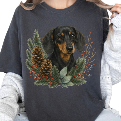 Black and Tan Dachshund Christmas Shirt, Winter Dog Mom Tee, Dachshund Lover Gift