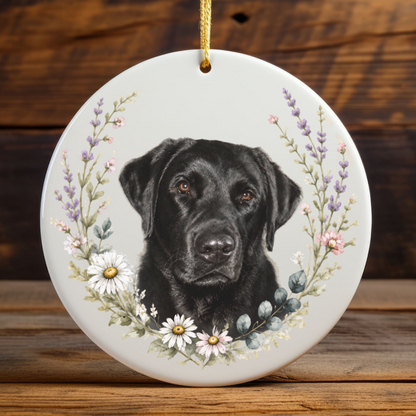 Personalized Pet Memorial Ornament, Custom Wildflower Dog Photo Hardest Goodbye Keepsake