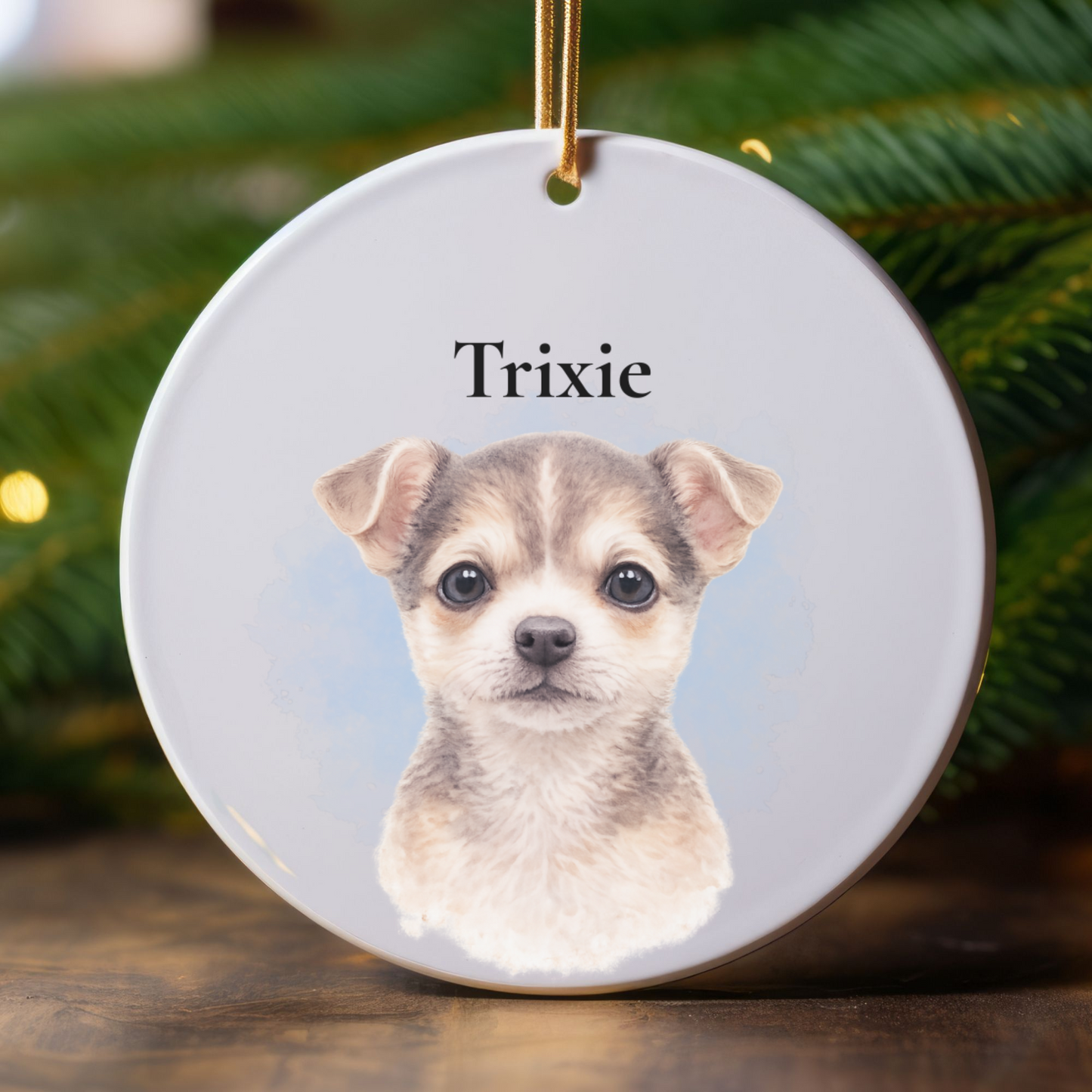 Personalized Watercolor Pet Ornament Custom Dog Cat Photo Christmas Gift