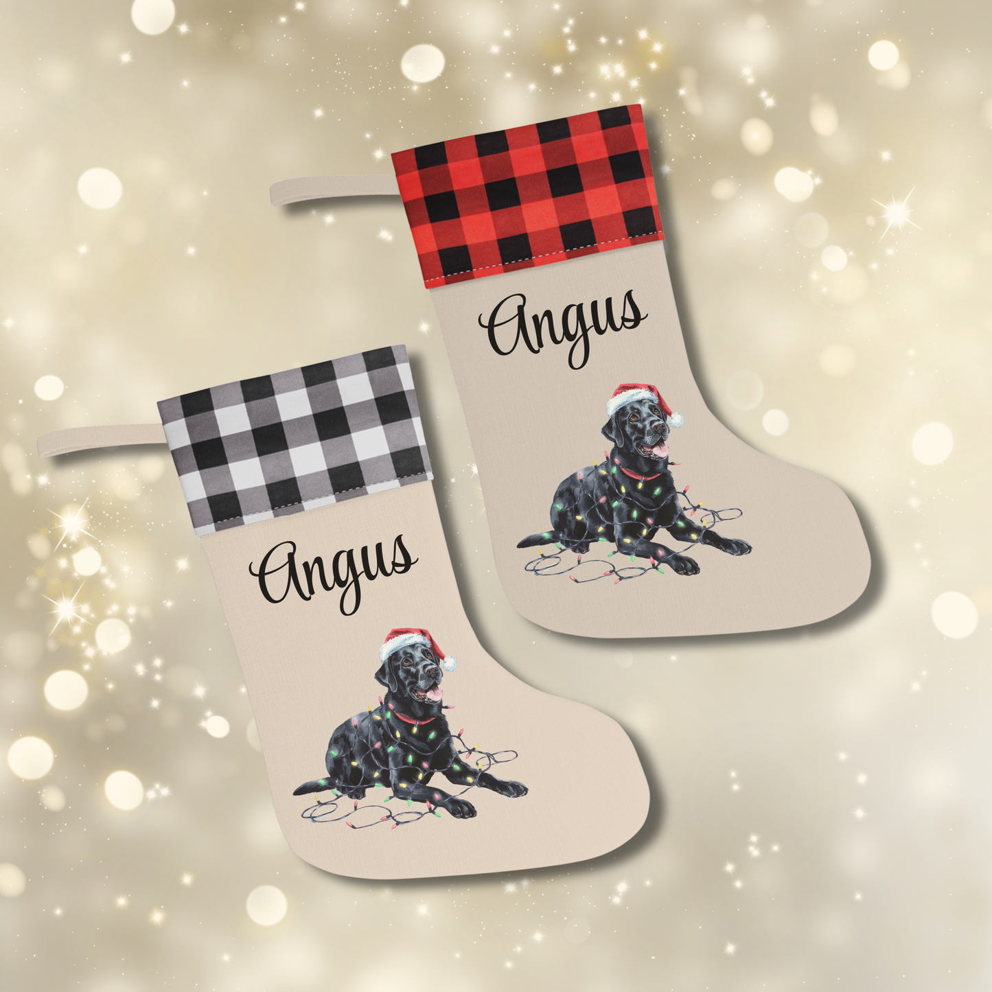 Personalized Black Labrador Christmas Stocking,  Holiday Decor Gift for Pet Lovers