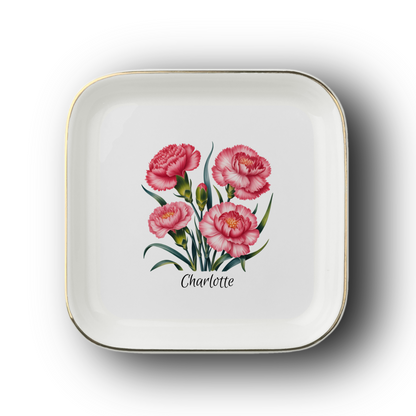 Personalized Birth Flower Jewelry Dish