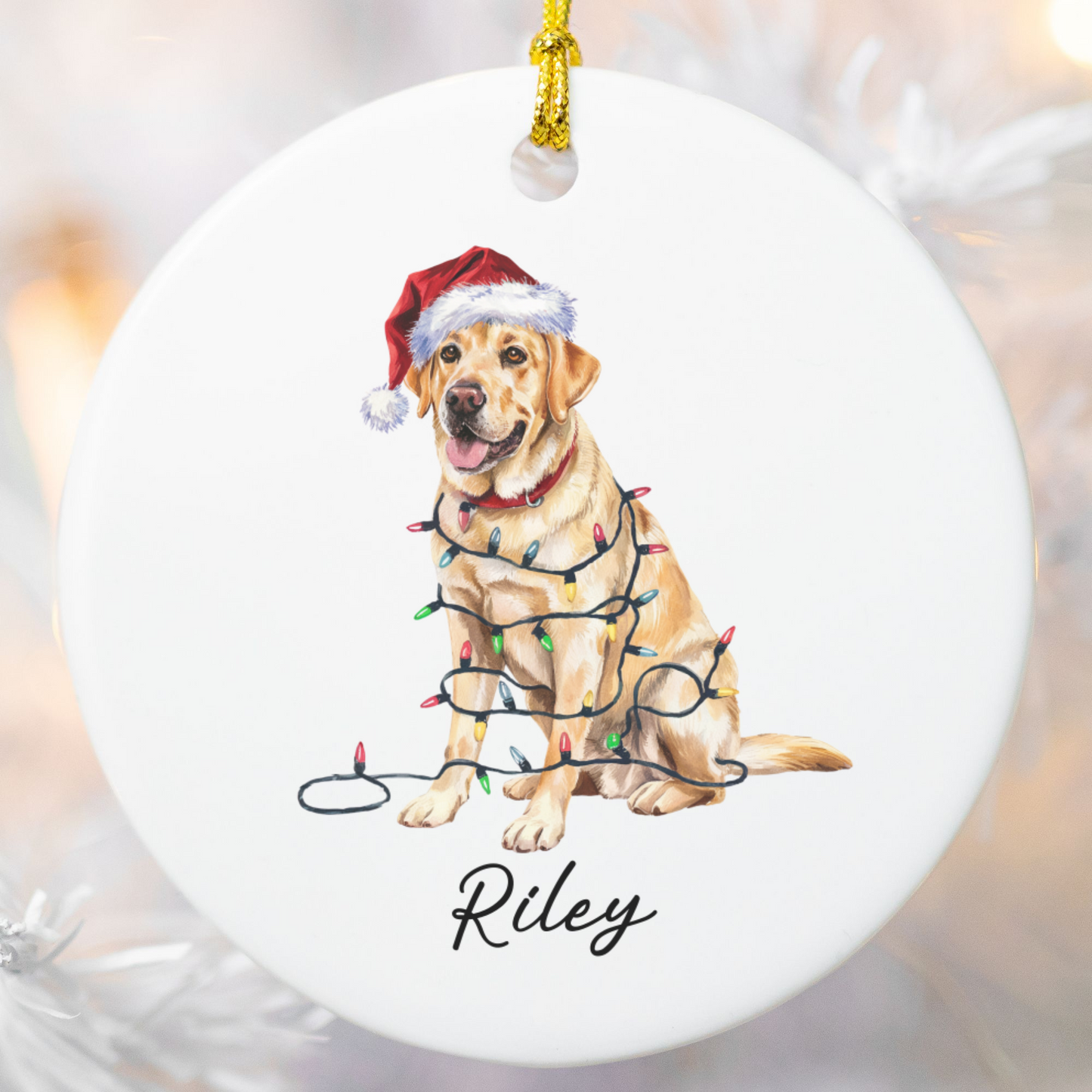 Yellow Labrador Retriever Ornament, Personalized Dog Christmas Keepsake