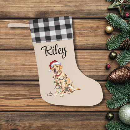 Personalized Yellow Labrador Christmas Stocking, Holiday Decor Gift for Pet Lovers