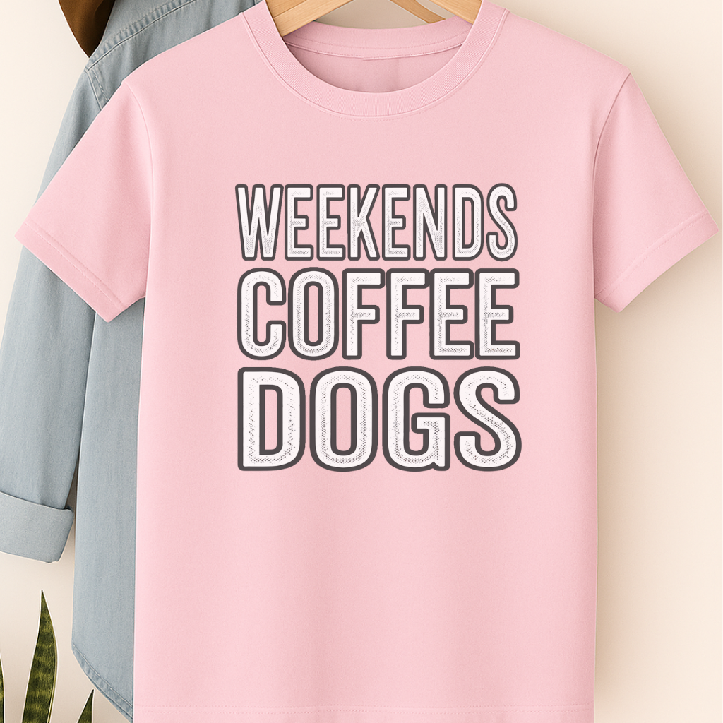 Weekends Coffee Dogs Shirt Dog Lover Gift Coffee and Dog T-Shirt Weekend Vibes Tee Cozy Dog Mom Shirt
