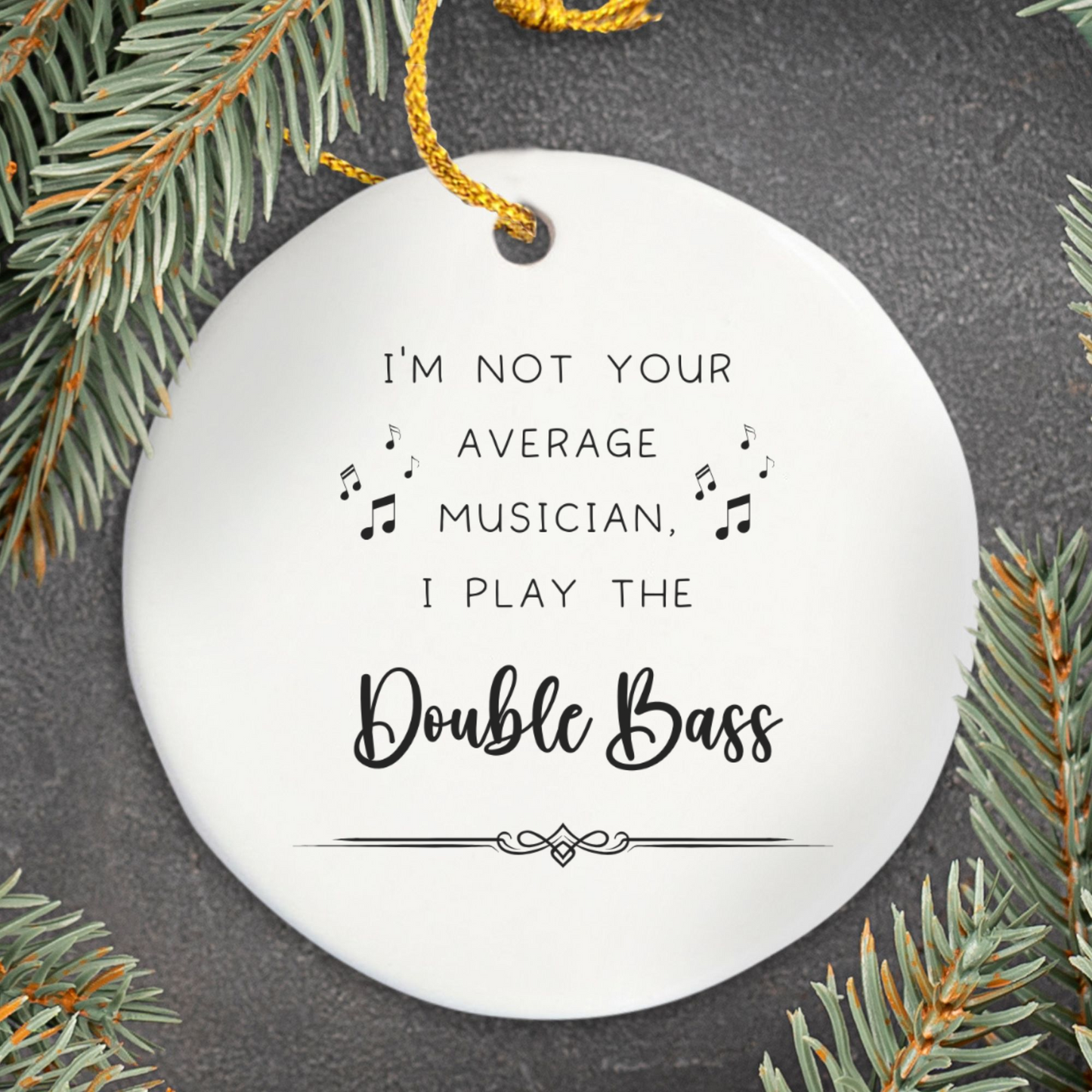 Funny Double Bass Ornament Musician Christmas Gift Orchestra Bass Player Decor