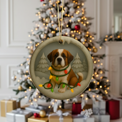 Personalized Saint Bernard Christmas 3D Clay-Style Dog Keepsake