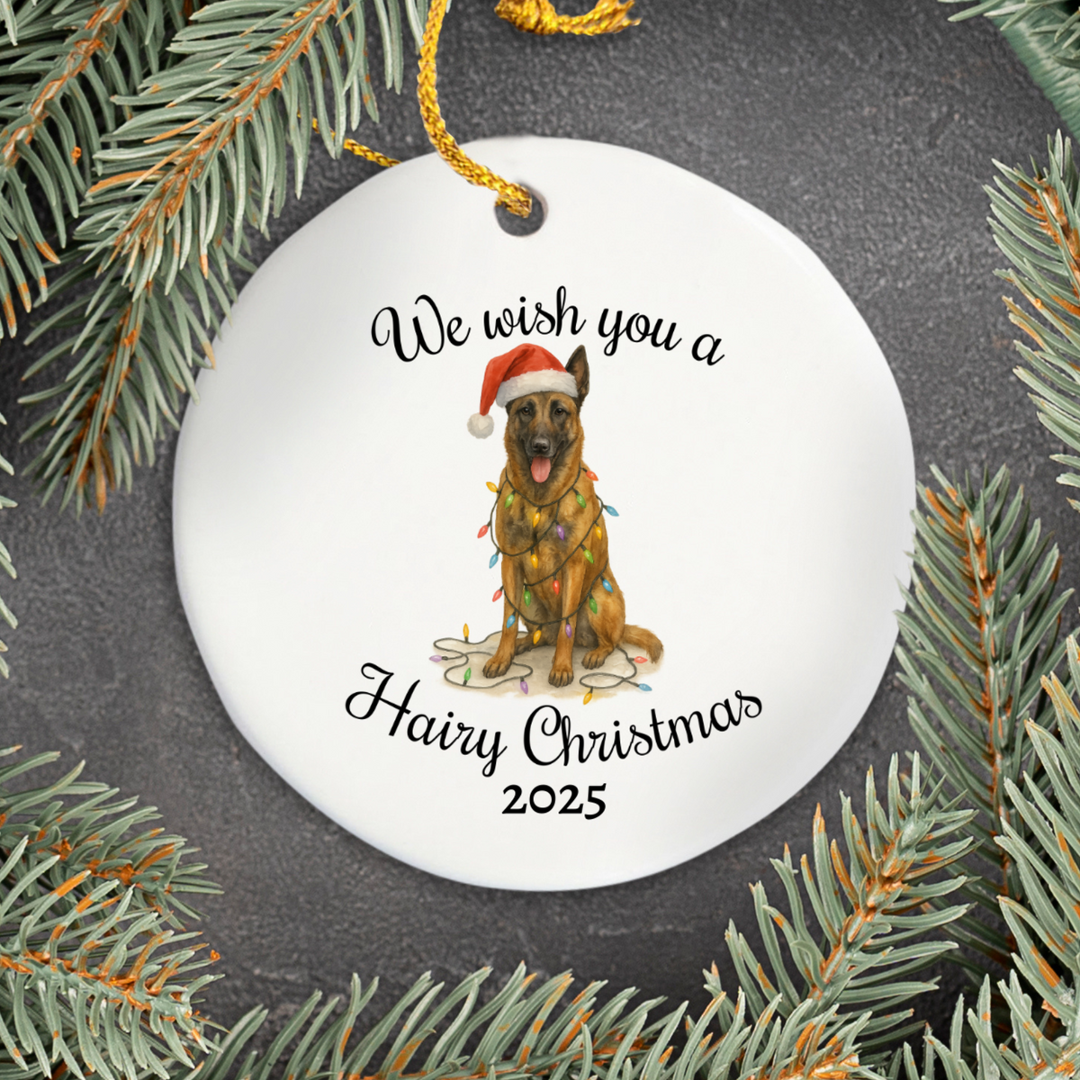 Christmas Belgian Malinois Ornament, Christmas Dog Holiday Keepsake