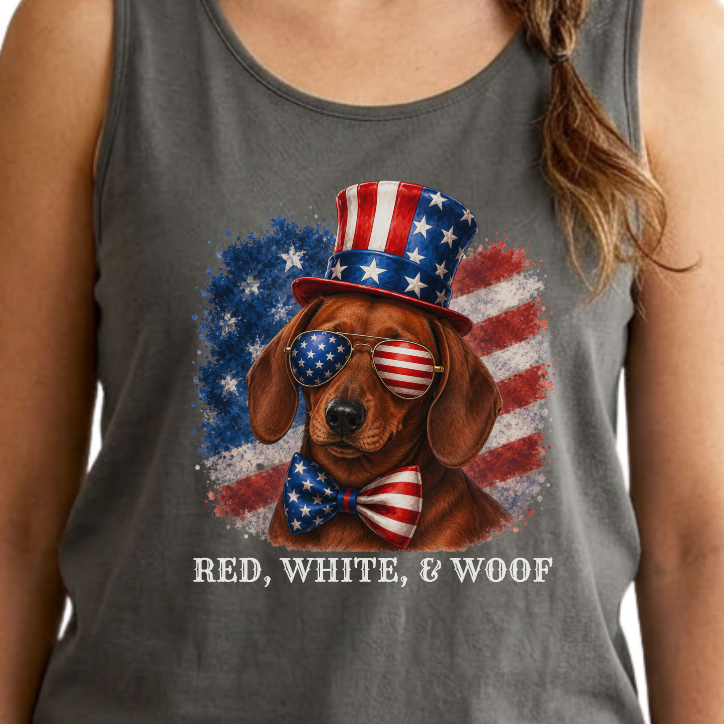 Patriotic Red Dachshund Tank Top