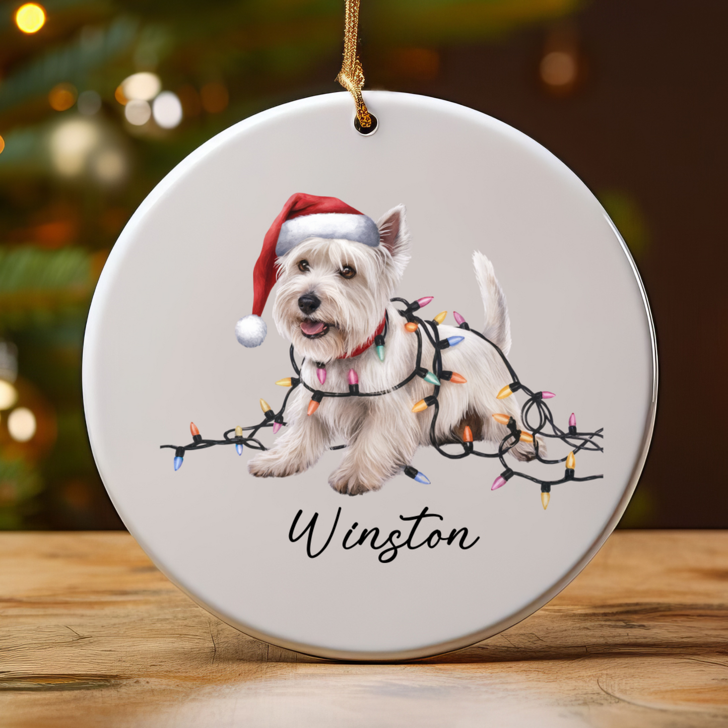 West Highland Terrier Ornament, Personalized Dog Christmas Gift