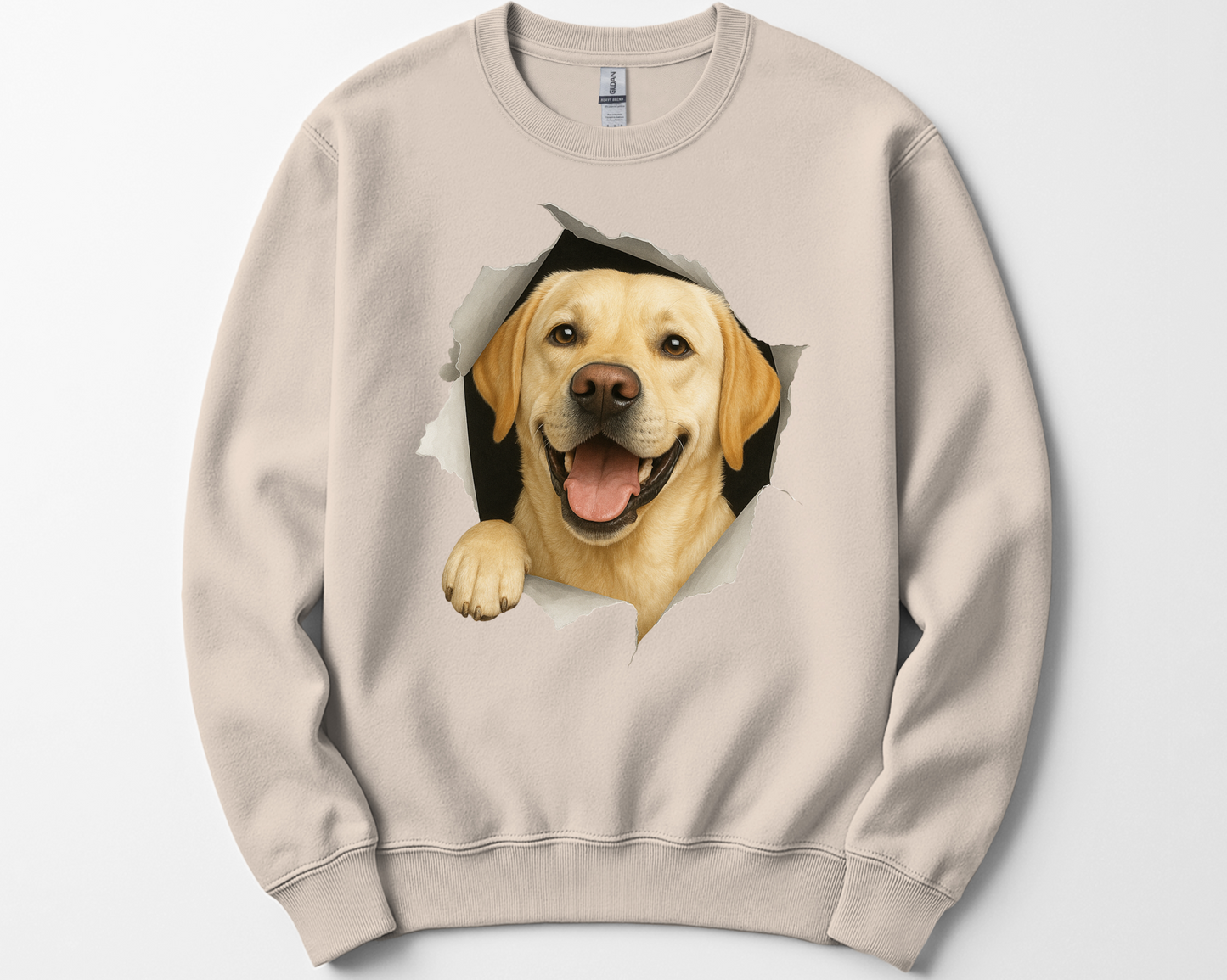 Peeking Yellow Lab Sweatshirt – Adorable Labrador Lover Gift, Cute Dog Mom Crewneck, Funny Pet Owner Shirt