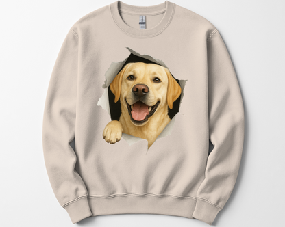 Peeking Yellow Lab Sweatshirt – Adorable Labrador Lover Gift, Cute Dog Mom Crewneck, Funny Pet Owner Shirt