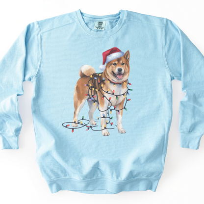 Christmas Akita Dog Sweatshirt, Holiday Lights Akita Mom Apparel