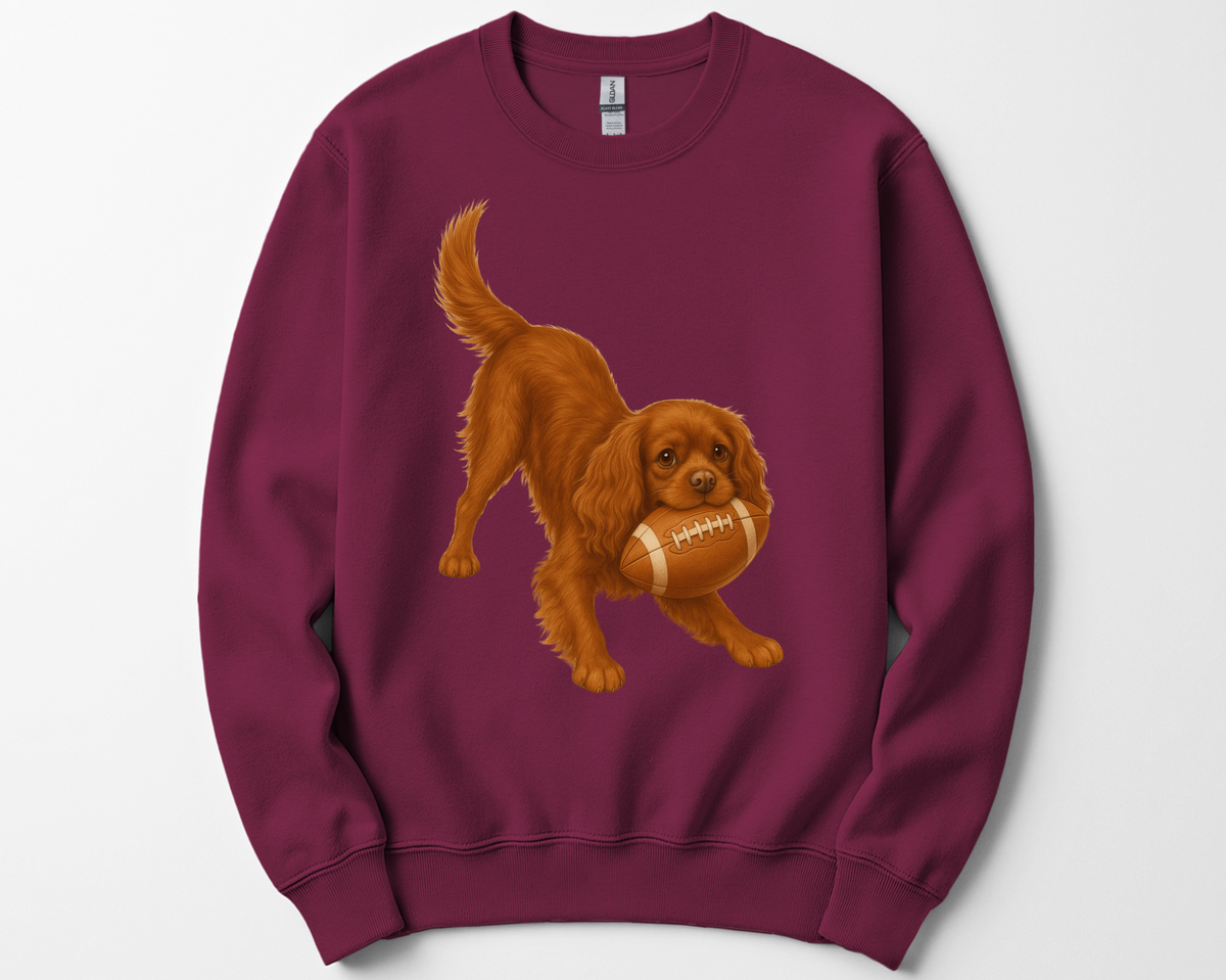 Cavalier King Charles Spaniel Football Sweatshirt – Blenheim, Ruby or Tri-Color Dog Lover Gift