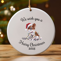 Load image into Gallery viewer, Christmas Papillon Ornament, Christmas Lights Dog Keepsake

