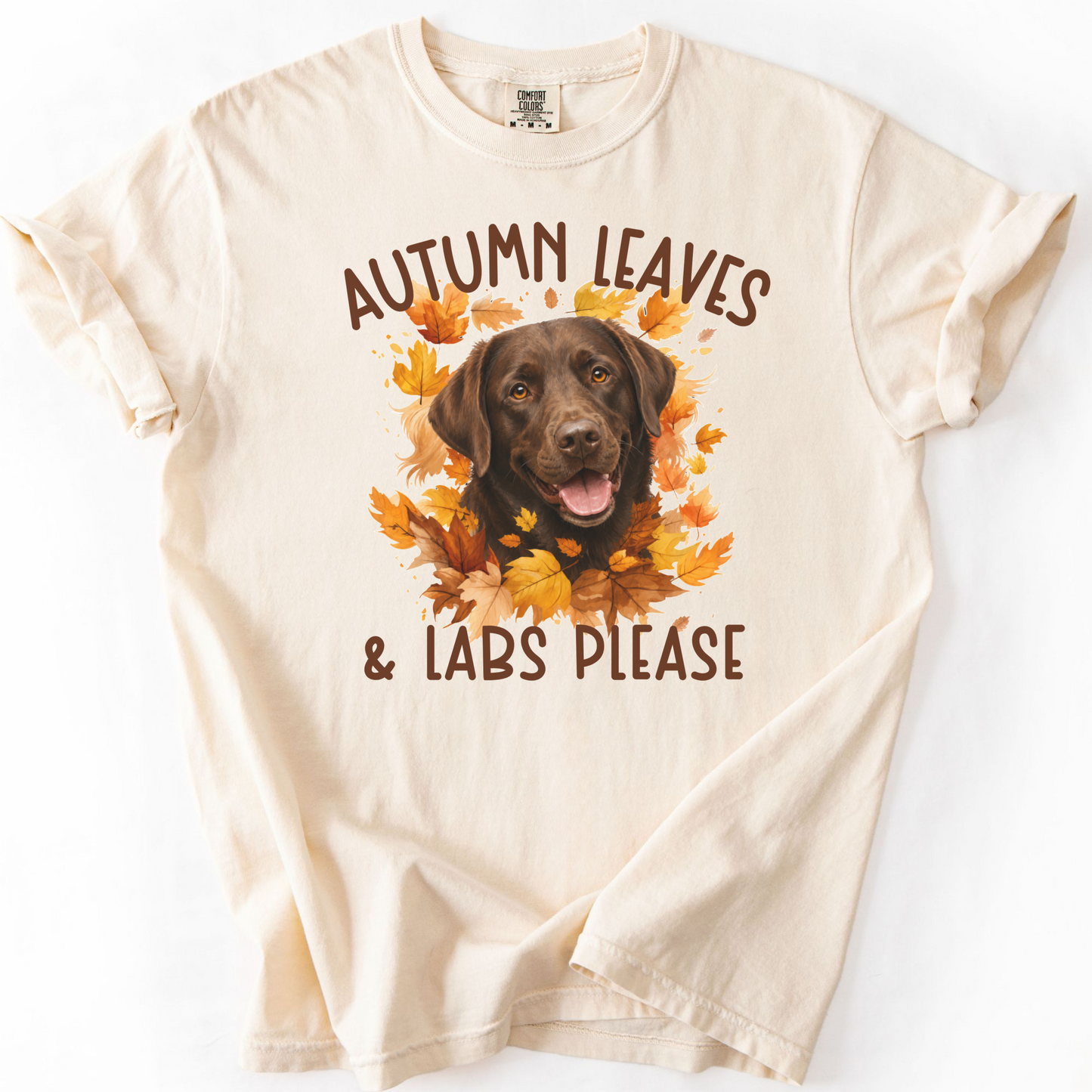 Chocolate Lab Mom Fall Shirt, Autumn Leaves & Labs Please