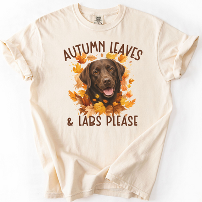 Chocolate Lab Mom Fall Shirt, Autumn Leaves & Labs Please
