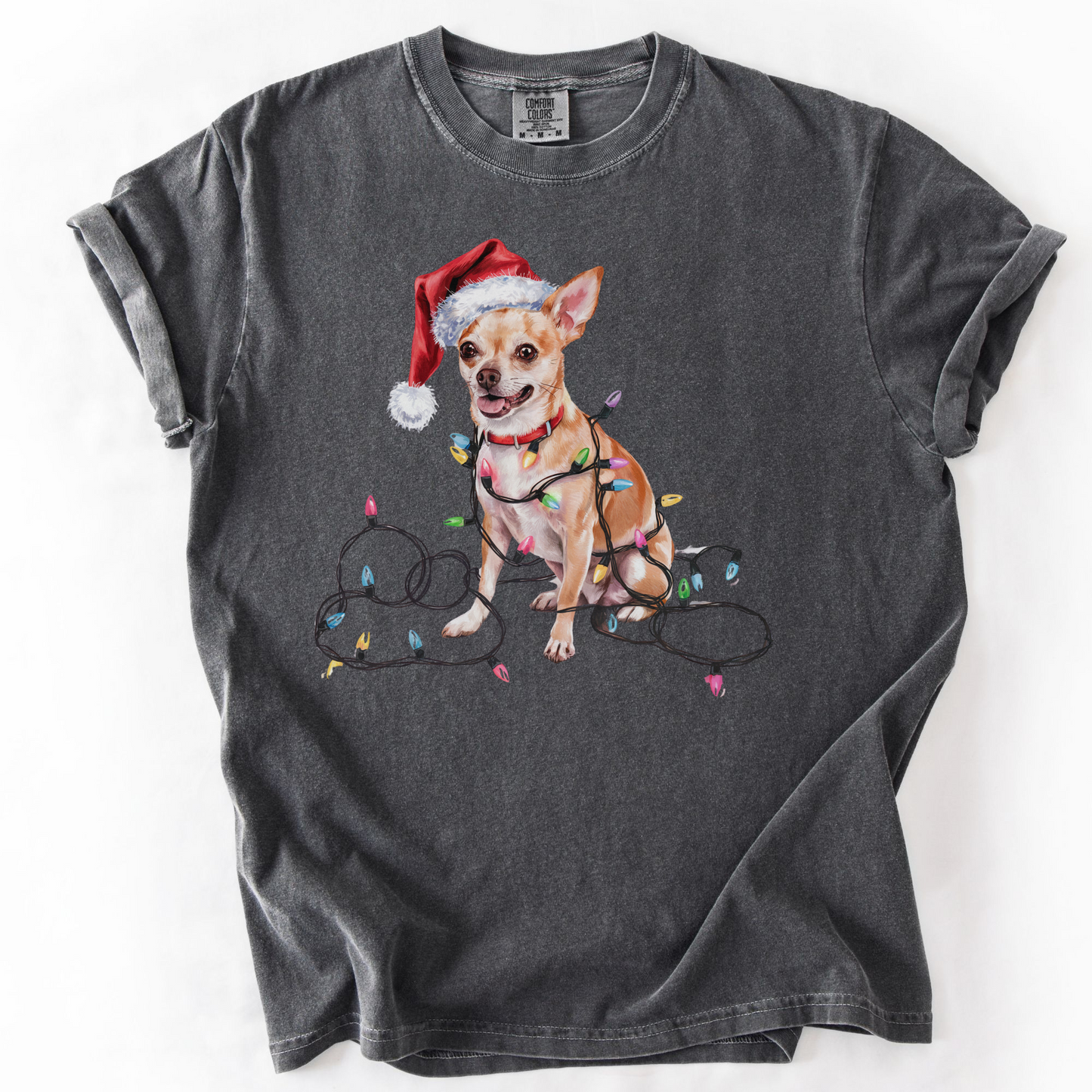 Christmas Chihuahua Shirt, Christmas Dog Tee, Christmas Lights Dog Tee, Chihuahua Mom Tshirt, Gift for Dog Lover, Chihuahua