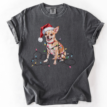 Christmas Chihuahua Shirt, Christmas Dog Tee, Christmas Lights Dog Tee, Chihuahua Mom Tshirt, Gift for Dog Lover, Chihuahua