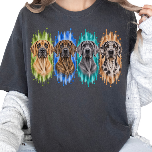 Great Dane Shirt, Fawn Brindle Blue Harlequin Dane Mom Gift, Dog Lover Tee