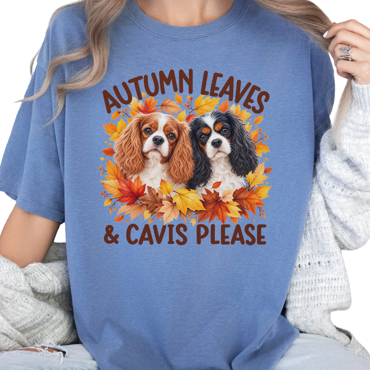 Cavalier King Charles Spaniel Autumn Leaves & Cavis Please Shirt
