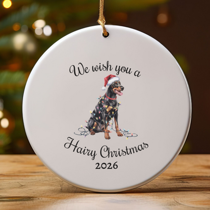 Christmas Doberman Ornament, Christmas Lights Dog Keepsake