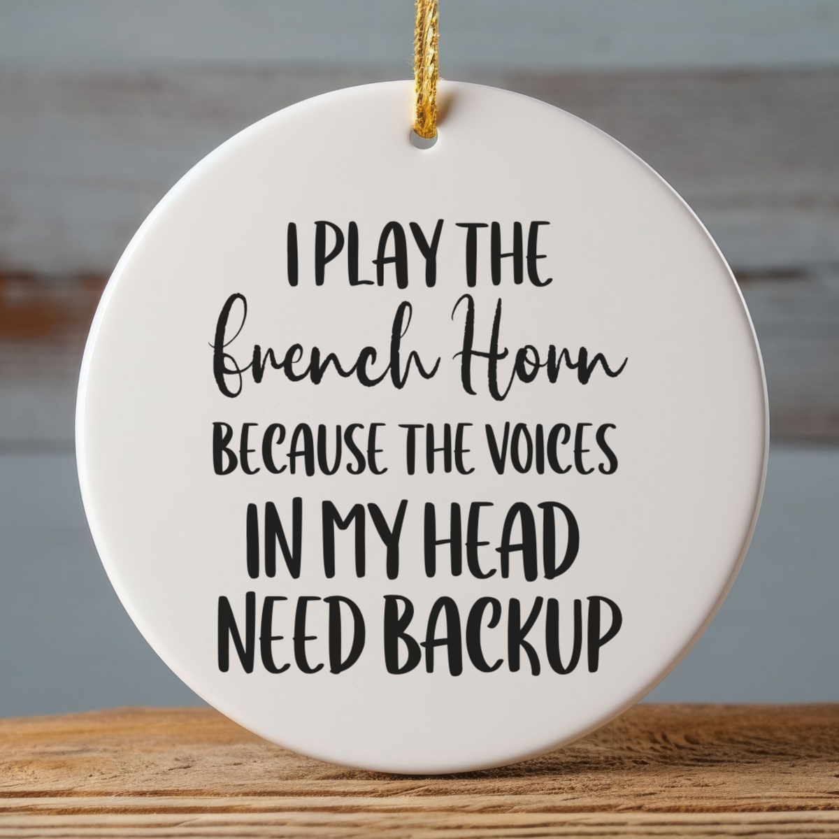 French Horn Ornament, Ceramic Musician Gift